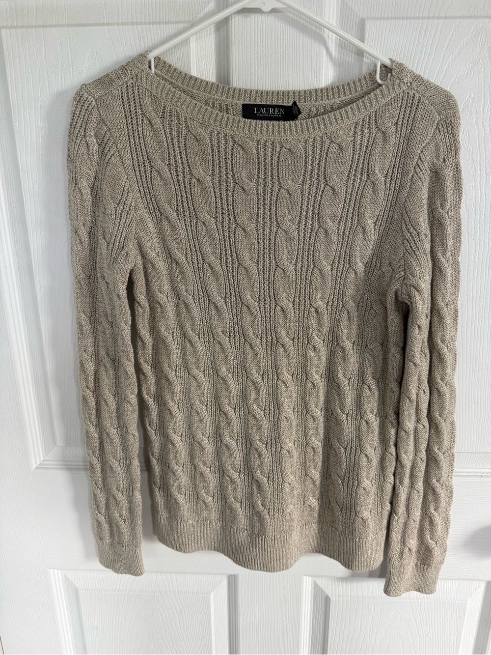 Lauren Ralph Lauren Sparkle Knit Sweater M Fisherman Fall Holiday Classic Preppy